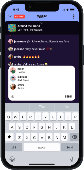 Amp mentions menu