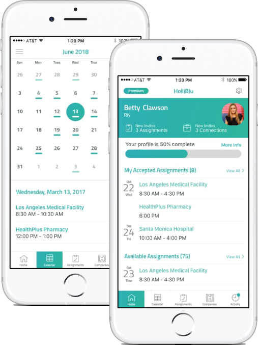 Holliblu dashboard and calendar