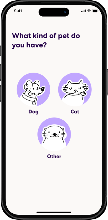 Pet profile creation step 1