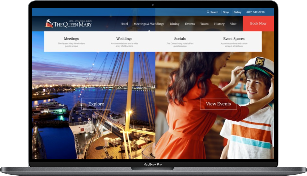 Queen Mary website on MacBook