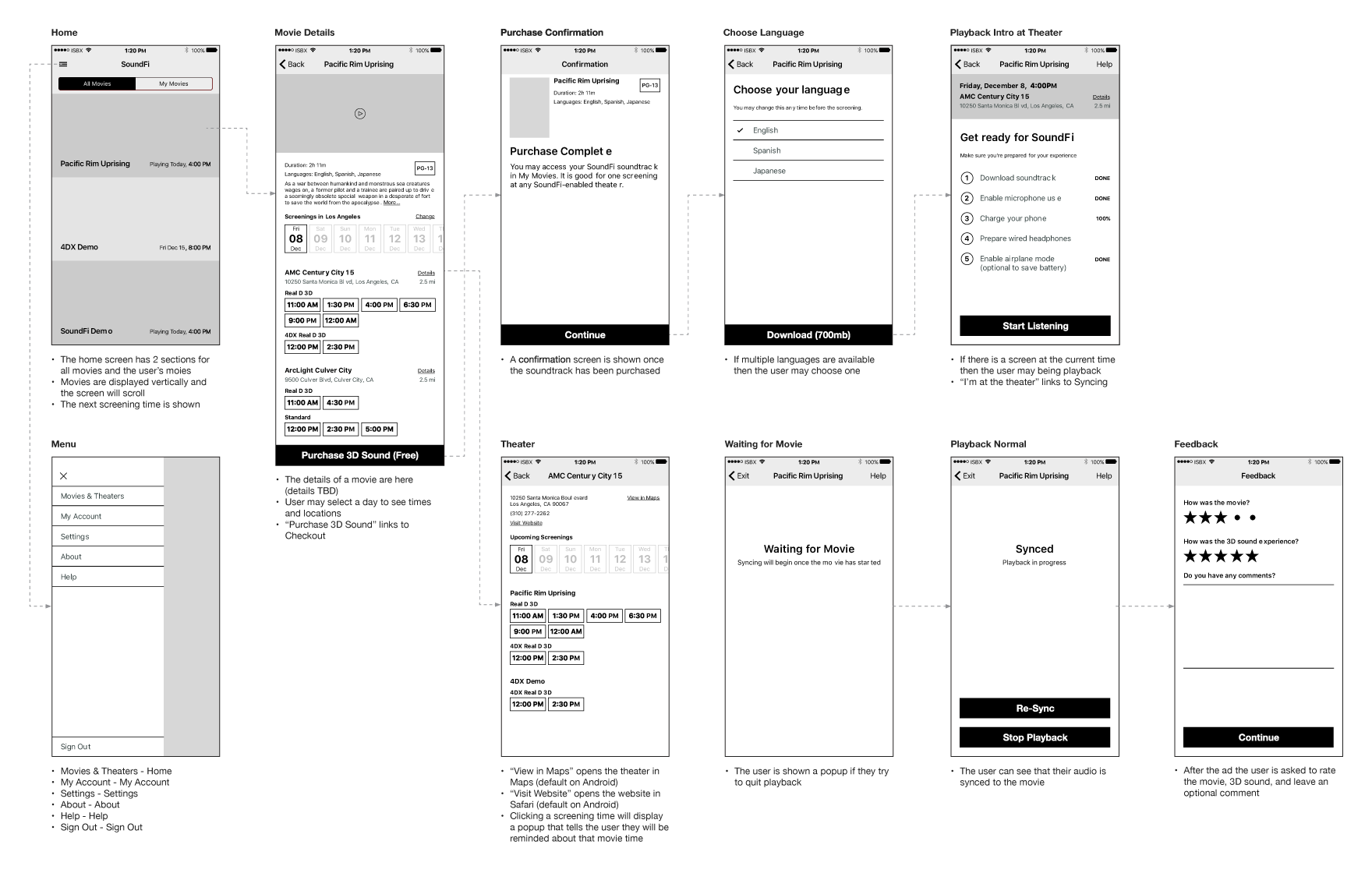 SoundFi wireframes